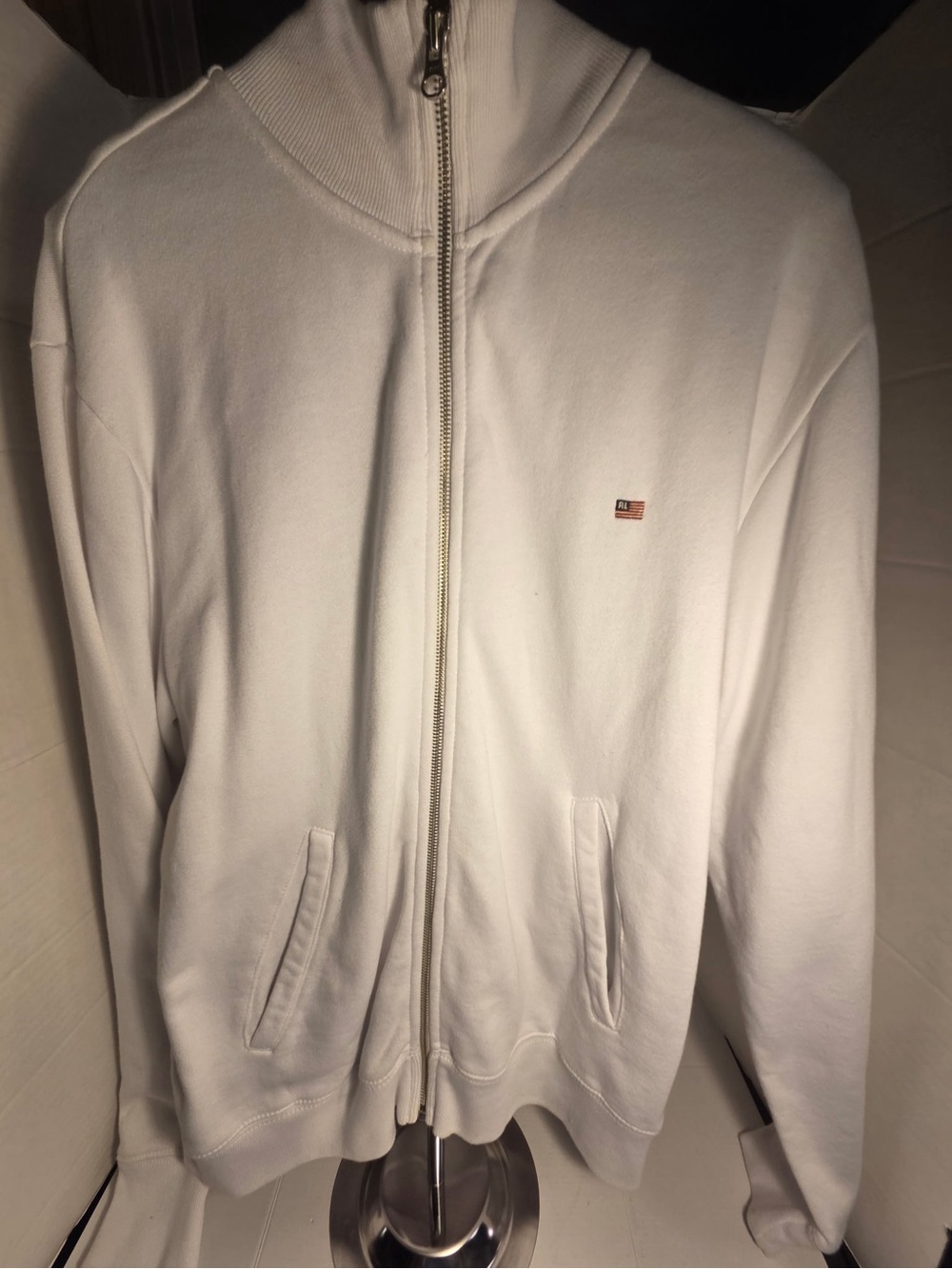 Vintage Y2K Style White Polo Ralph Lauren Pullover Men’s Large